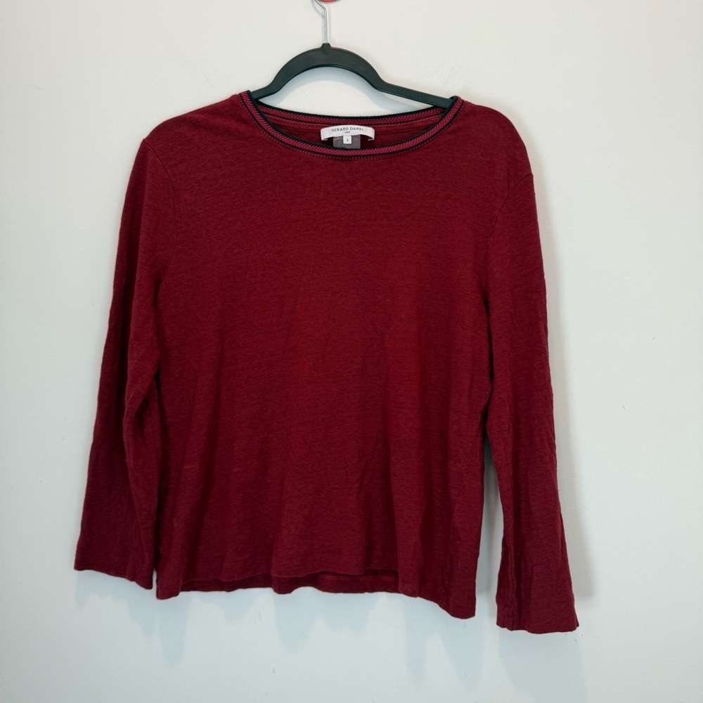 Gerard Darel Women's Sz 3 100% Linen Knit Sweater -Bordeaux
